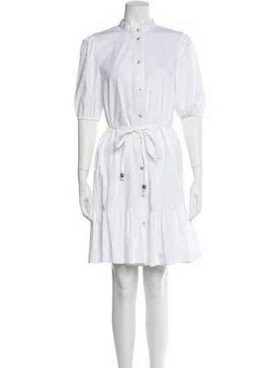 Pre-owned Nicole Miller Mock Neck Knee-length Dress In White