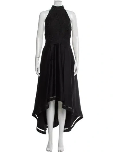 Pre-owned Nicole Miller Mock Neck Long Dress In Black