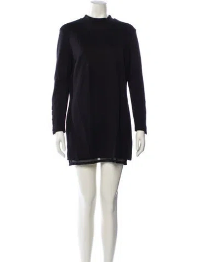 Pre-owned Nicole Miller Mock Neck Mini Dress In Black