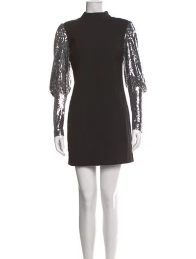 Pre-owned Nicole Miller Mock Neck Mini Dress In Black