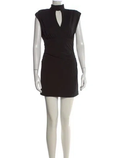 Pre-owned Nicole Miller Mock Neck Mini Dress In Black