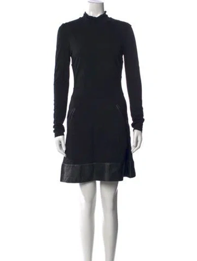 Pre-owned Nicole Miller Mock Neck Mini Dress In Black