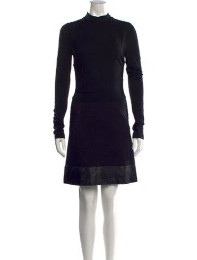 Pre-owned Nicole Miller Mock Neck Mini Dress In Black