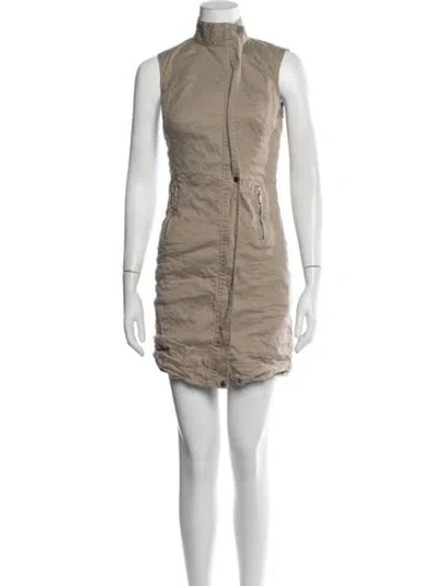 Pre-owned Nicole Miller Mock Neck Mini Dress In Brown