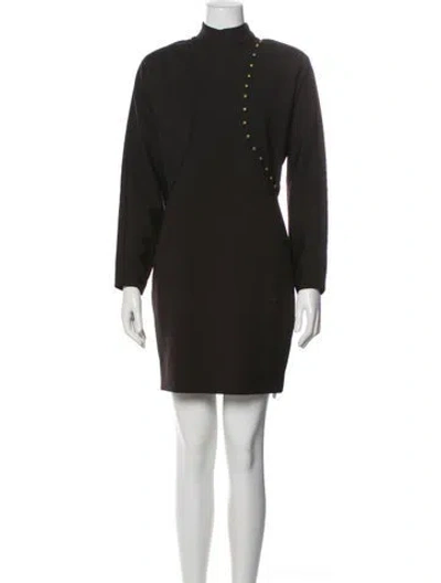 Pre-owned Nicole Miller Mock Neck Mini Dress In Gray