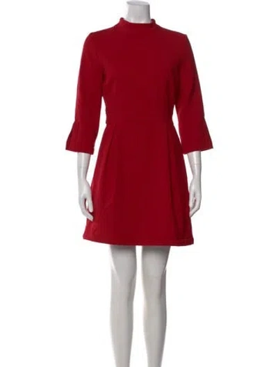 Pre-owned Nicole Miller Mock Neck Mini Dress In Red