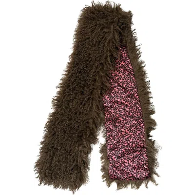 Nicole Miller Mongolian Faux Fur Scarf In Brown