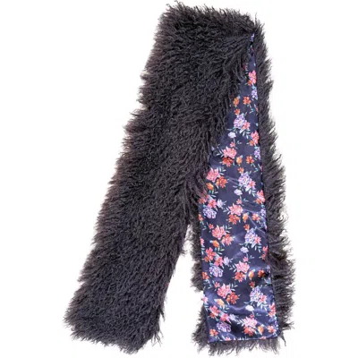 Nicole Miller Mongolian Faux Fur Scarf In Black