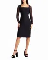 Nicole Miller Naomi Long Sleeve Midi Dress In Very Black In Black