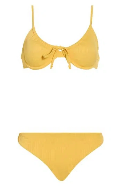 Nicole Miller New York Balconette Rib Two-piece Swimsuit In Yellow