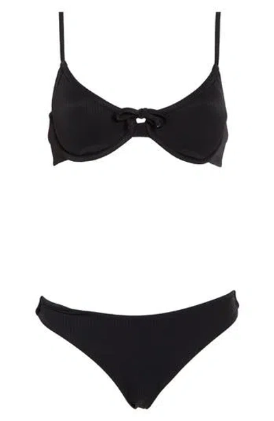 Nicole Miller New York Balconette Two-piece Bikini Swimsuit In Black