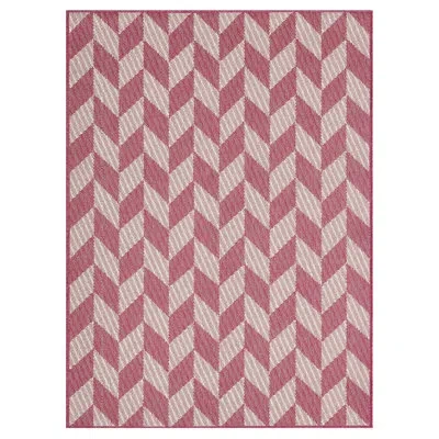 Nicole Miller New York Country Calla Herringbone Indoor/outdoor Area Rug, Pink/ivory In Pink,ivory