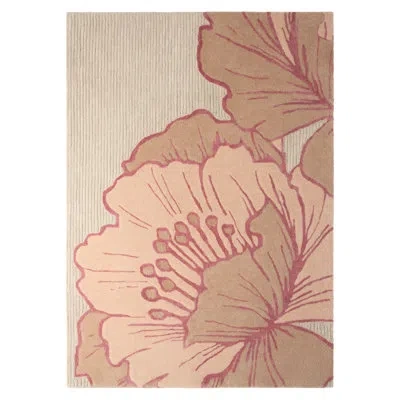Nicole Miller New York Flora Grandeur Bloom Handcrafted Wool Area Rug Rose