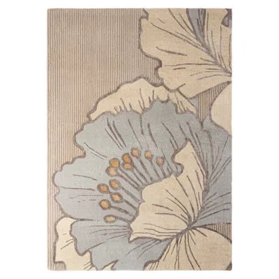 Nicole Miller New York Flora Grandeur Bloom Handcrafted Wool Area Rug Taupe