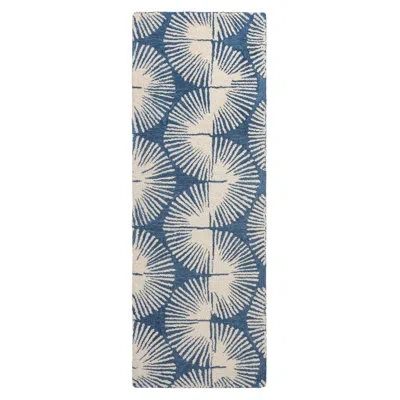 Nicole Miller New York Kendall Fluted Geo Handcrafted Wool Area Rug Navy Blue