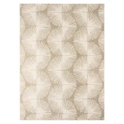 Nicole Miller New York Kendall Fluted Geo Handcrafted Wool Area Rug Taupe