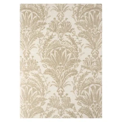 Nicole Miller New York Mod Damask Chambray Handcrafted Wool Area Rug Taupe