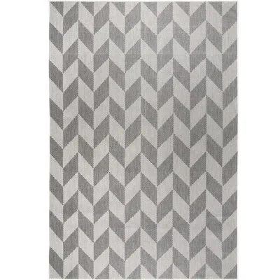 Nicole Miller New York Patio Country Calla Herringbone Indoor/outdoor Area Rug, Black/gray In Black,gray