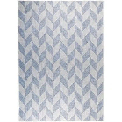 Nicole Miller New York Patio Country Calla Herringbone Indoor/outdoor Area Rug, Blue/grey In Blue;gray