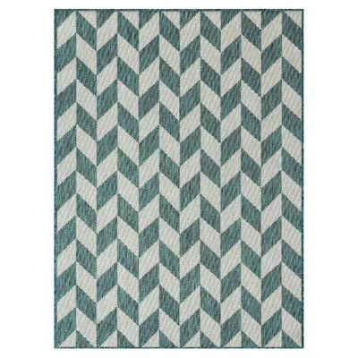 Nicole Miller New York Patio Country Calla Herringbone Indoor/outdoor Area Rug, Green/cream In Green,cream
