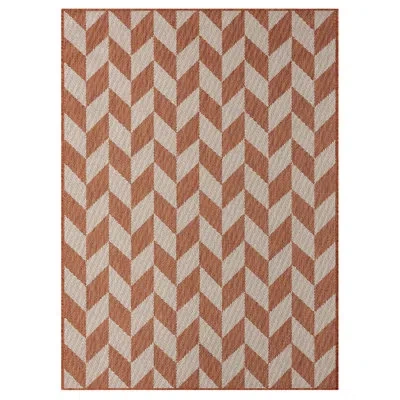 Nicole Miller New York Patio Country Calla Herringbone Indoor/outdoor Area Rug, Orange/ivory In Orange,ivory