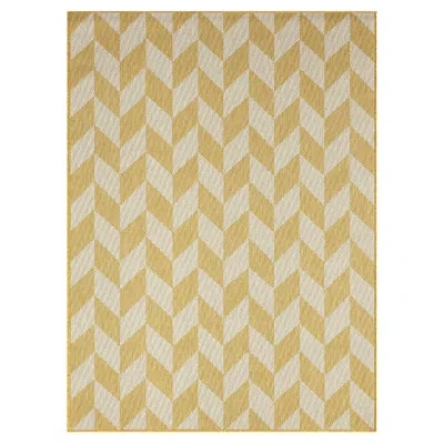Nicole Miller New York Patio Country Calla Herringbone Indoor/outdoor Area Rug, Yellow/cream In Cream,yellow