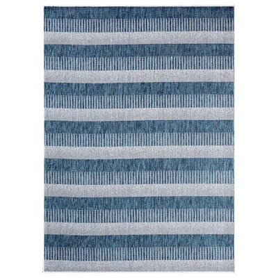 Nicole Miller New York Patio Country Charlotte Modern Striped Indoor/outdoor Area Rug, Aqua/ivory In Aqua,ivory