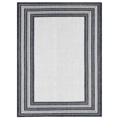 Nicole Miller New York Patio Country Layla Modern Border Indoor/outdoor Area Rug, Gray/black In Gray,black