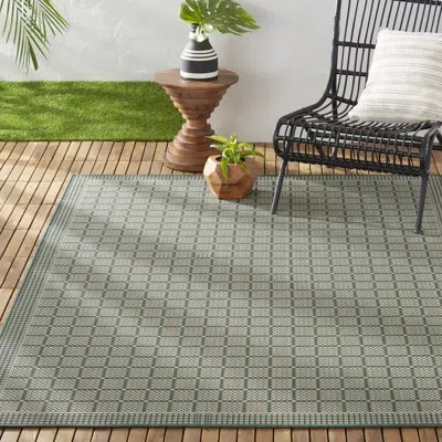 Nicole Miller New York Patio Country Luna Geometric Indoor/outdoor Area Rug, Green/beige In Green,beige