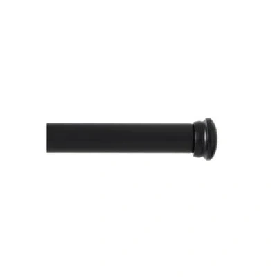 Nicole Miller New York Patio Country Mod Cap Indoor Outdoor Dual-mount Curtain Rod & Finial Set In Matte Black