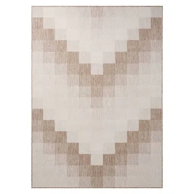 Nicole Miller New York Patio Country Ombre Chevron Outdoor Area Rug, Beige/cream In Beige,cream