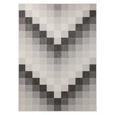 Nicole Miller New York Patio Country Ombre Chevron Outdoor Area Rug, Black/cream In Black,cream