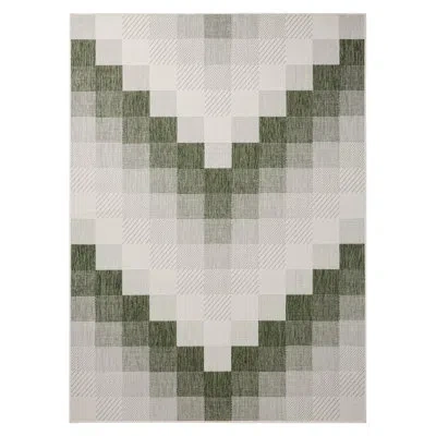 Nicole Miller New York Patio Country Ombre Chevron Outdoor Area Rug, Green/cream In Green,cream