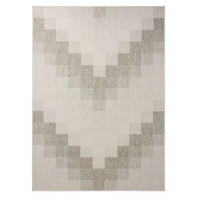 Nicole Miller New York Patio Country Ombre Chevron Outdoor Area Rug, Grey/cream In Grey,cream