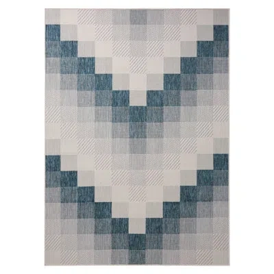 Nicole Miller New York Patio Country Ombre Chevron Outdoor Area Rug, Navy Blue/cream In Navy Blue,cream