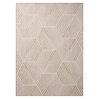 Nicole Miller New York Patio Country Ombre Geo Outdoor Area Rug, Beige/cream In Beige,cream