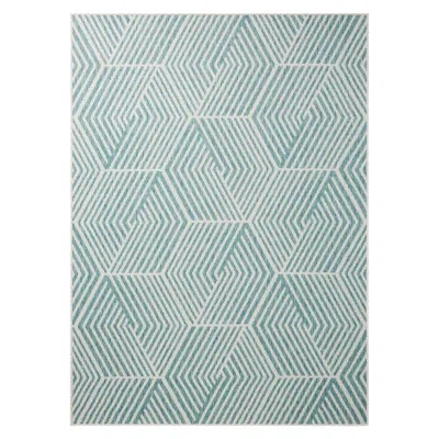 Nicole Miller New York Patio Country Ombre Geo Outdoor Area Rug, Blue/cream In Blue,cream