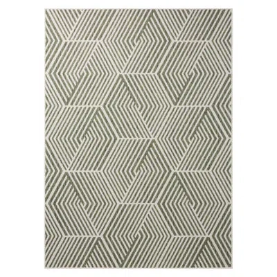 Nicole Miller New York Patio Country Ombre Geo Outdoor Area Rug, Green/cream In Green,cream