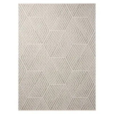 Nicole Miller New York Patio Country Ombre Geo Outdoor Area Rug, Grey/cream In Grey,cream