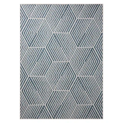 Nicole Miller New York Patio Country Ombre Geo Outdoor Area Rug, Navy Blue/cream In Navy Blue,cream