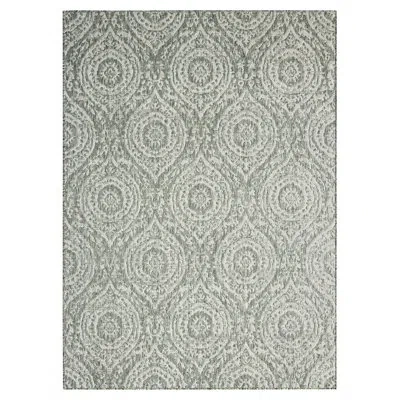 Nicole Miller New York Patio Country Zoe Moroccan Damask Indoor/outdoor Area Rug, Gray/ivory In Gray,ivory