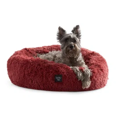 Nicole Miller New York Pet Ellie Fuzzy Solid Donut Pet Bed Round Bed For Dogs In Rose Pink