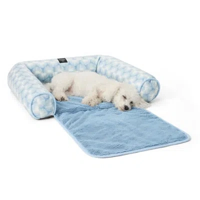 Nicole Miller New York Pet Kendall Fluted Geo Cozy Couch Protector Pet Bed Large 40"x23"x4" In Denim Blue