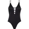 NICOLE MILLER NICOLE MILLER NEW YORK PLUNGE CUTOUT RIBBED ONE-PIECE SWIMSUIT