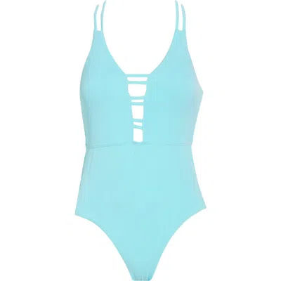 Nicole Miller New York Rib Cutout One-piece Swimsuit In Aqua Splash