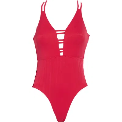 Nicole Miller New York Rib Cutout One-piece Swimsuit In Love Potion