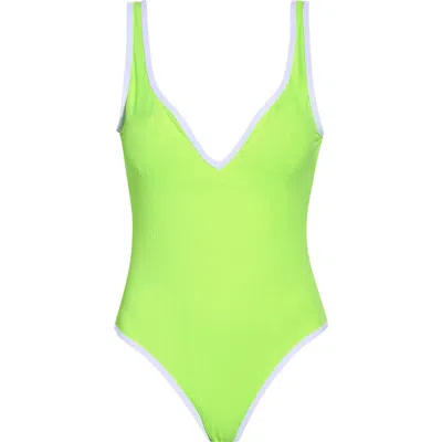 Nicole Miller New York Rib One-piece Swimsuit In Citrus Neon