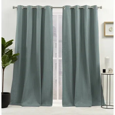 Nicole Miller New York Sawyer Cotton Blend Grommet Top Light Filtering Curtain Panels In Green