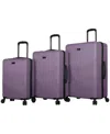Nicole Miller Nicki 3 Piece Luggage Set In Smokey Purple