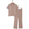 Nicole Miller Notch Collar Pajamas In Iced Mocha